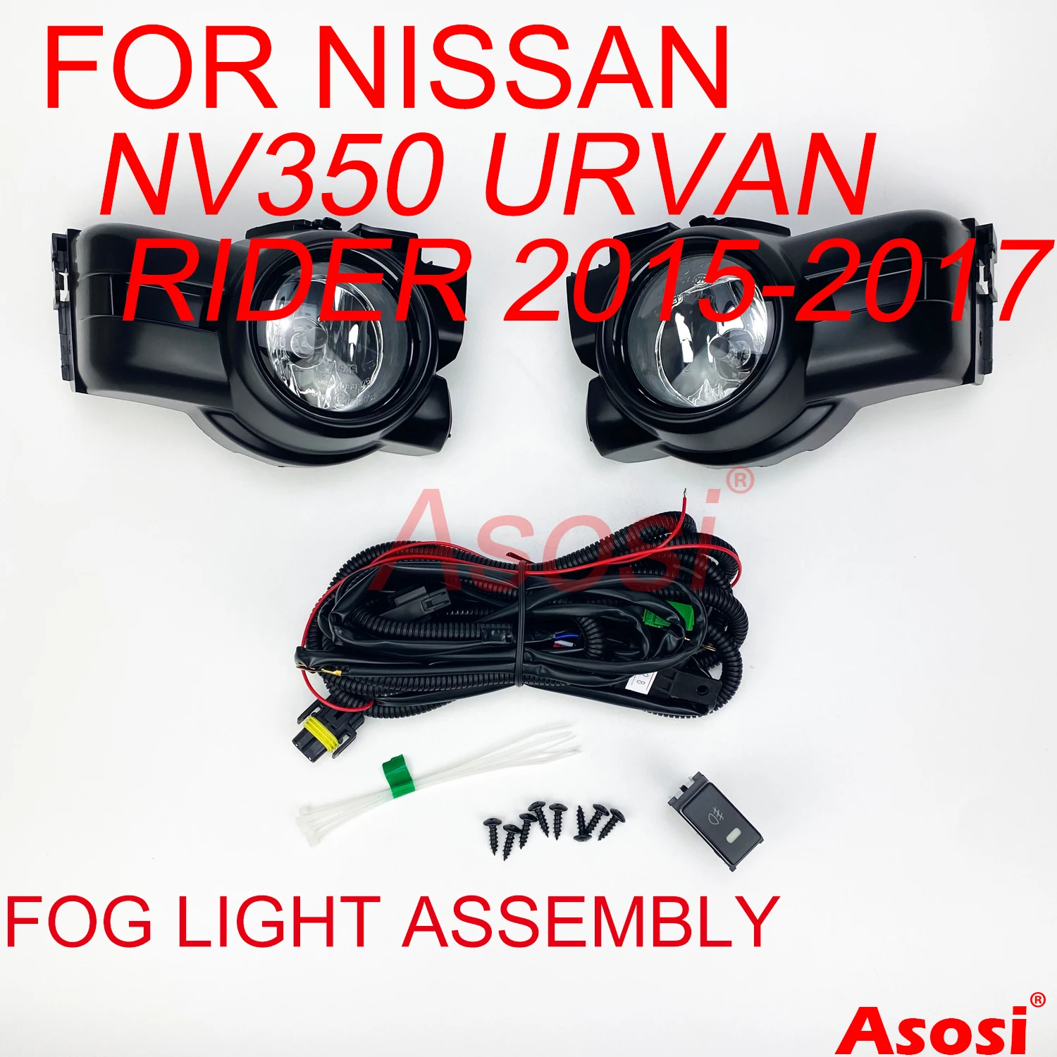 

Передний бампер, противотуманная фара в сборе для Nissan Urvan NV350 Rider 2015 2016 2017, правая + левая сторона с проводом выключателя лампы, черная рамка