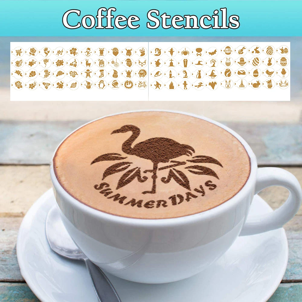 

20Pcs Coffee Stencil Designer Templates Animals Cappuccino Milk Art Latte Deco Barista Accessories Cake Cookie Drawing Reusable