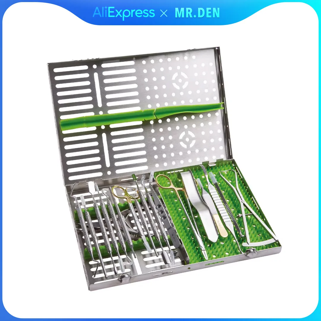 High Quality Dental Implant Base Instruments Set Surgical Curette Probe Periosteal Elevator Jowl Chisel Bone Calipers