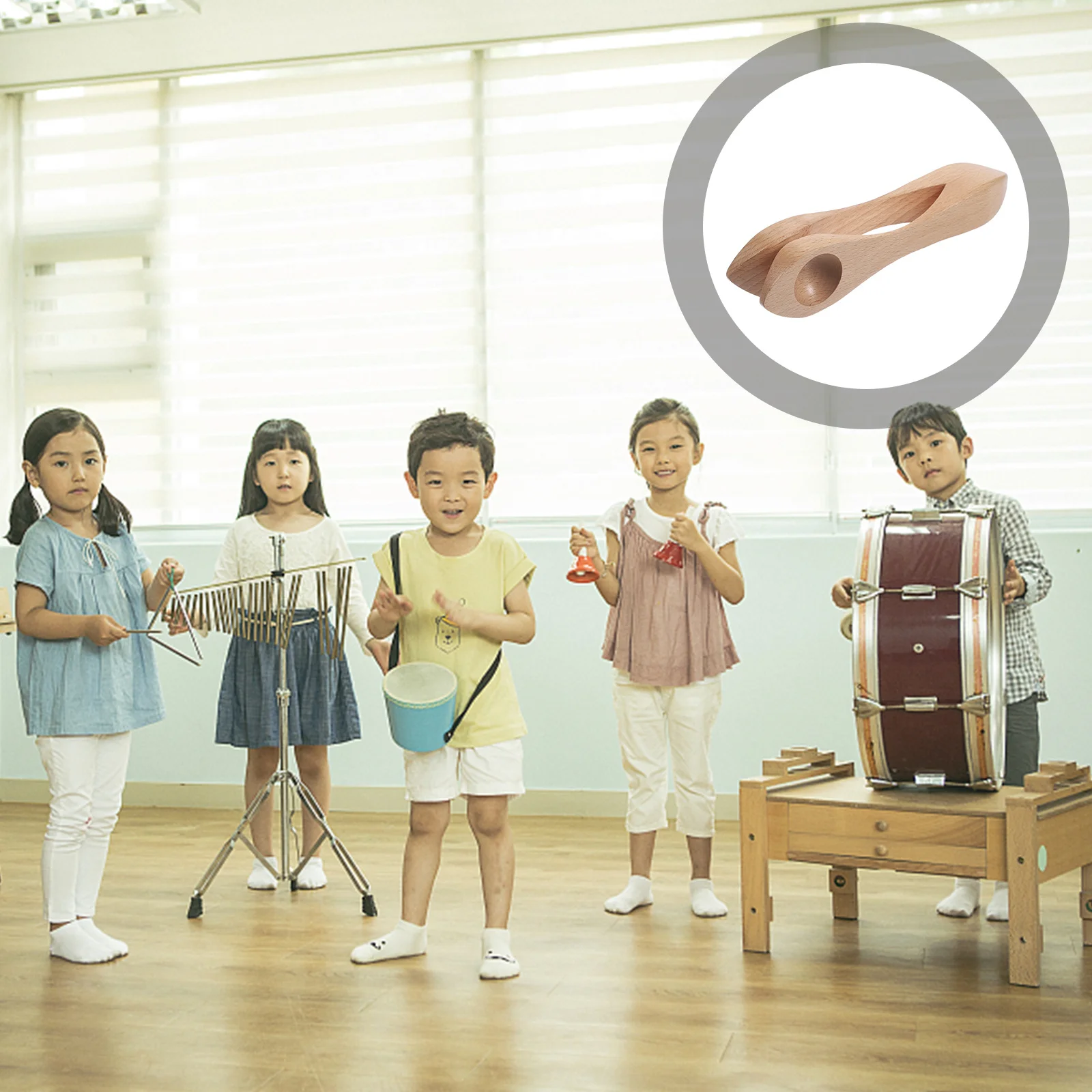 Colher musical de madeira natural, artesanato fino, sensação confortável da mão, instrumento de desempenho para crianças, instrumento de educação precoce