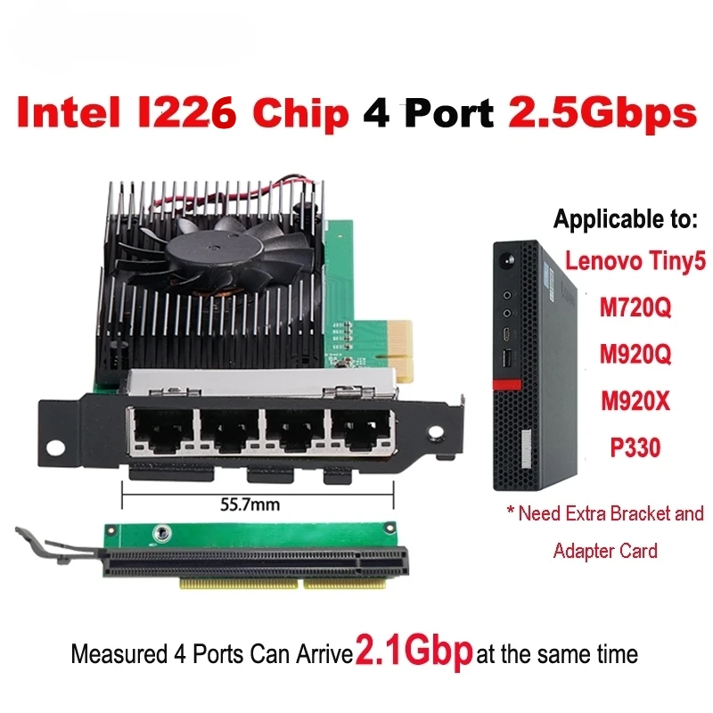 

Intel I226 Chips 4 Port 2.5G RJ45 Network adapter PCIe PCI Express quad port 100/1000M/2500Mbp Gigabit Ethernet Network Lan Card