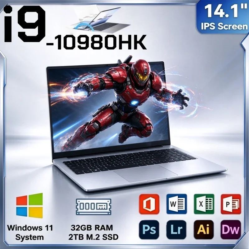 2026 High Speed 14.1 Inch Notebook I9-10980HK Cpu 32GB Ram 2TB Ssd Win11 Laptop For Daily Work Study And Gaming