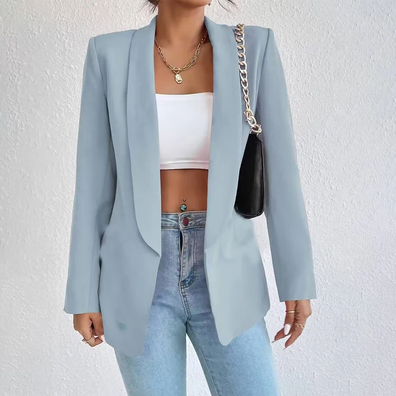 

Leisure Round Neck Solid Color Spring Minimalist Small Suit Women's Suit 3d Digital Series Trend Loose TopWL6
