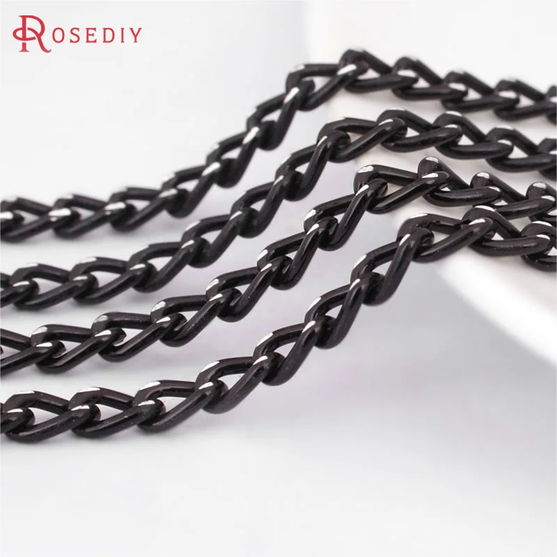 5 Meters Width 3MM 3.5MM 5MM Electrophoresis Black Aluminum Extended Chain Diy Jewelry Findings Accessories Wholesale