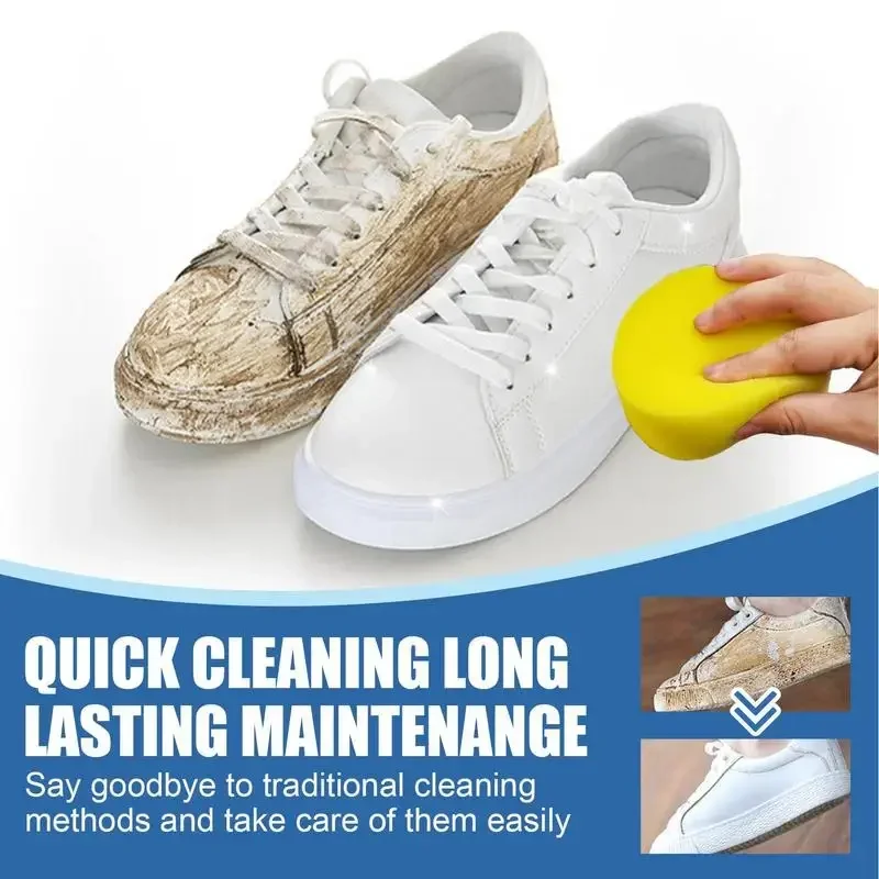 Shoes Cleaning Cream Stains Remover Shoes Whitening All-Purpose Cleansing Cream with Wipe Sponge for Shoes Sneakers