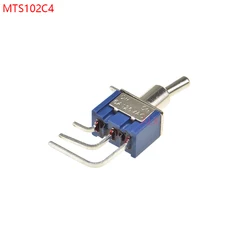 5PCS BLUE MINI MTS-102C4 RIGHT ANGLE Miniature toggle switch Panel Mount SPDT 3PIN ON-ON power switch 6A/125V 3A/250V MTS102C4