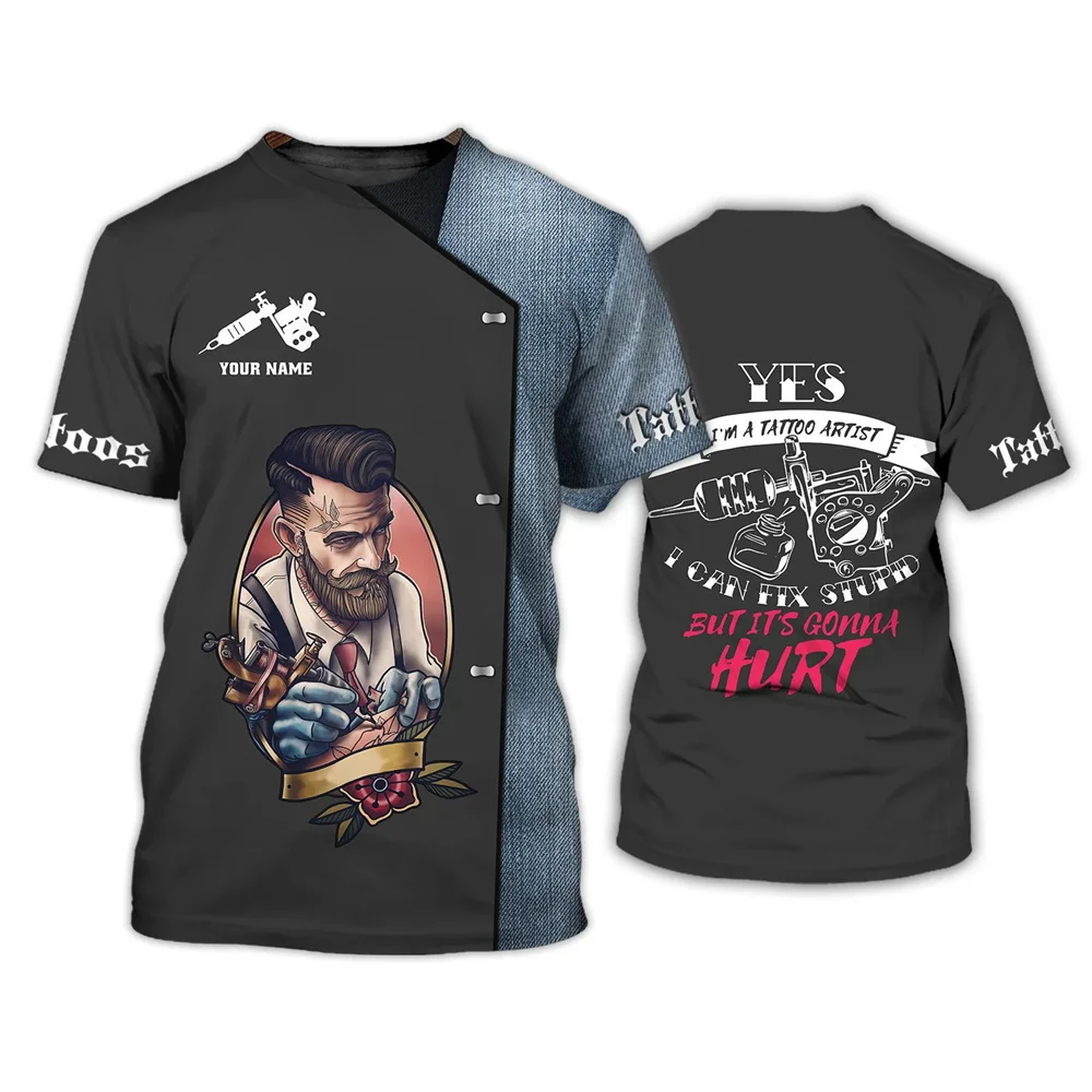 

Футболка мужская с забавными татуировками, уличная одежда в стиле Харадзюку, топ оверсайз с круглым вырезом и коротким рукавом, модная трендовая футболка с индивидуальным принтом