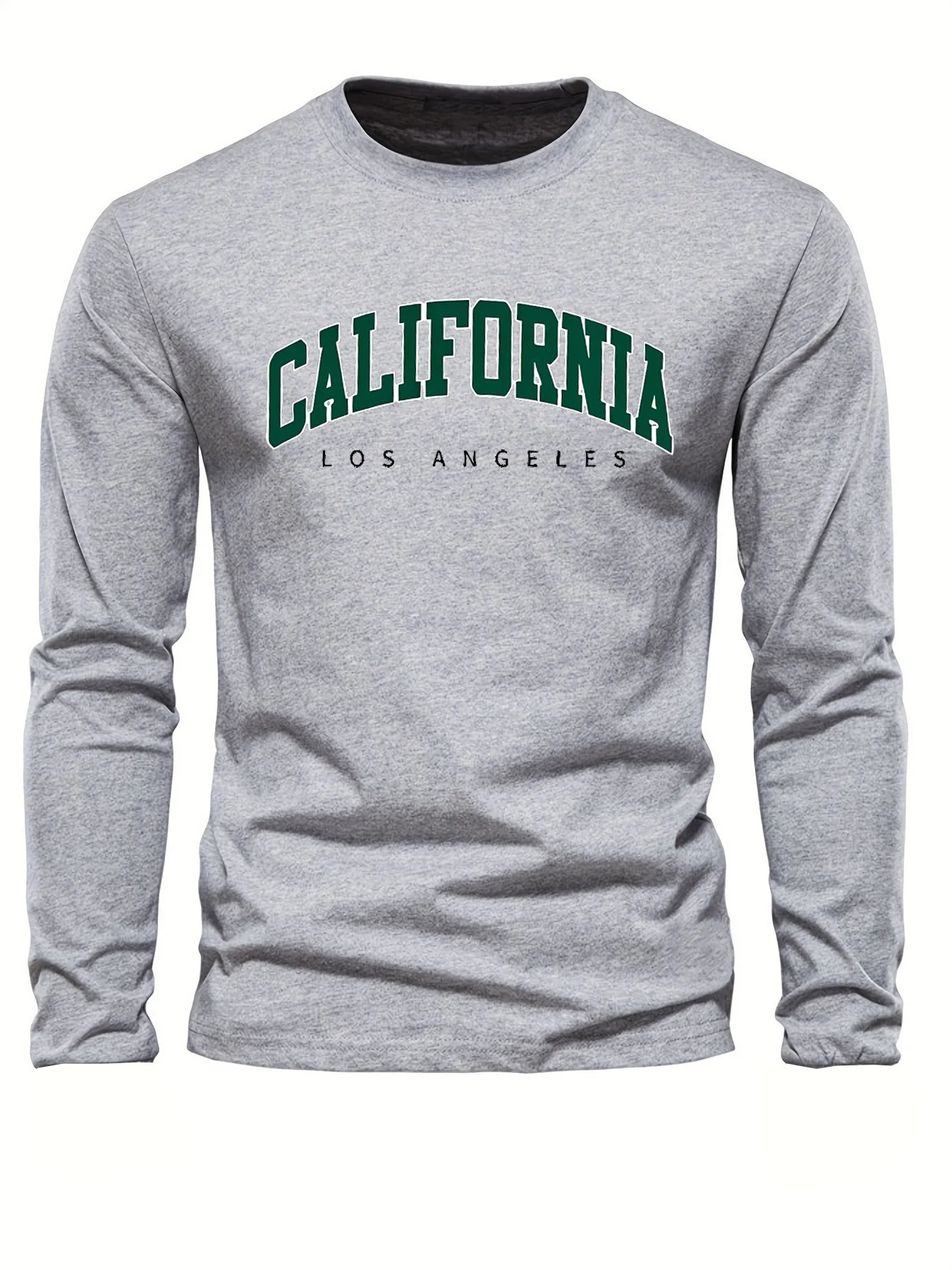 100% Pure Cotton Men's Long Sleeved Round Neck Loose Casual California Letter Printed Spring and Autumn Versatile T-Shirt Top view 4