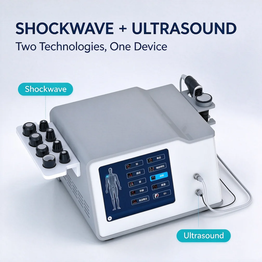 Physical Therapy Equipment 2 in 1 Radial Shockwave ESWT and Vibration Device for Pain Management and Healing