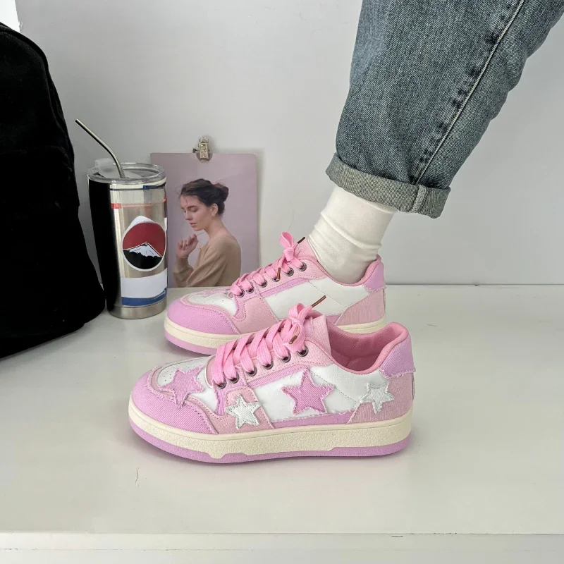 Spring/Autumn Fashionable And Casual New Comfortable Stars Breathable Thick-Soled Sprots Round-Toe Sneakers Zapatos Mujer