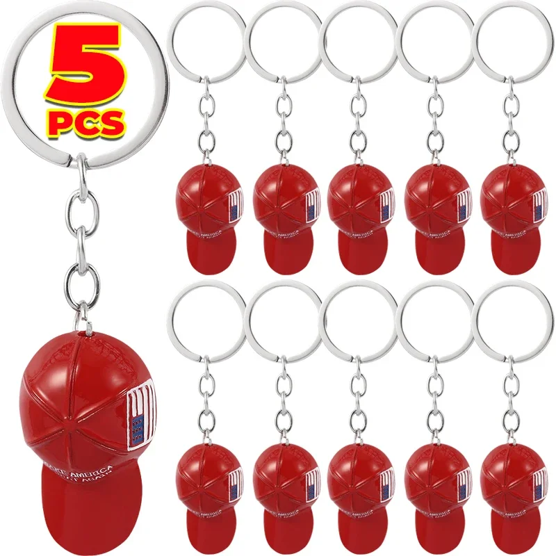 1/5pcs Red Hat Trump Keychain Freedom Make America Great Again Key Ring Nation Key Holder for Men Women Drip Glaze Accessories