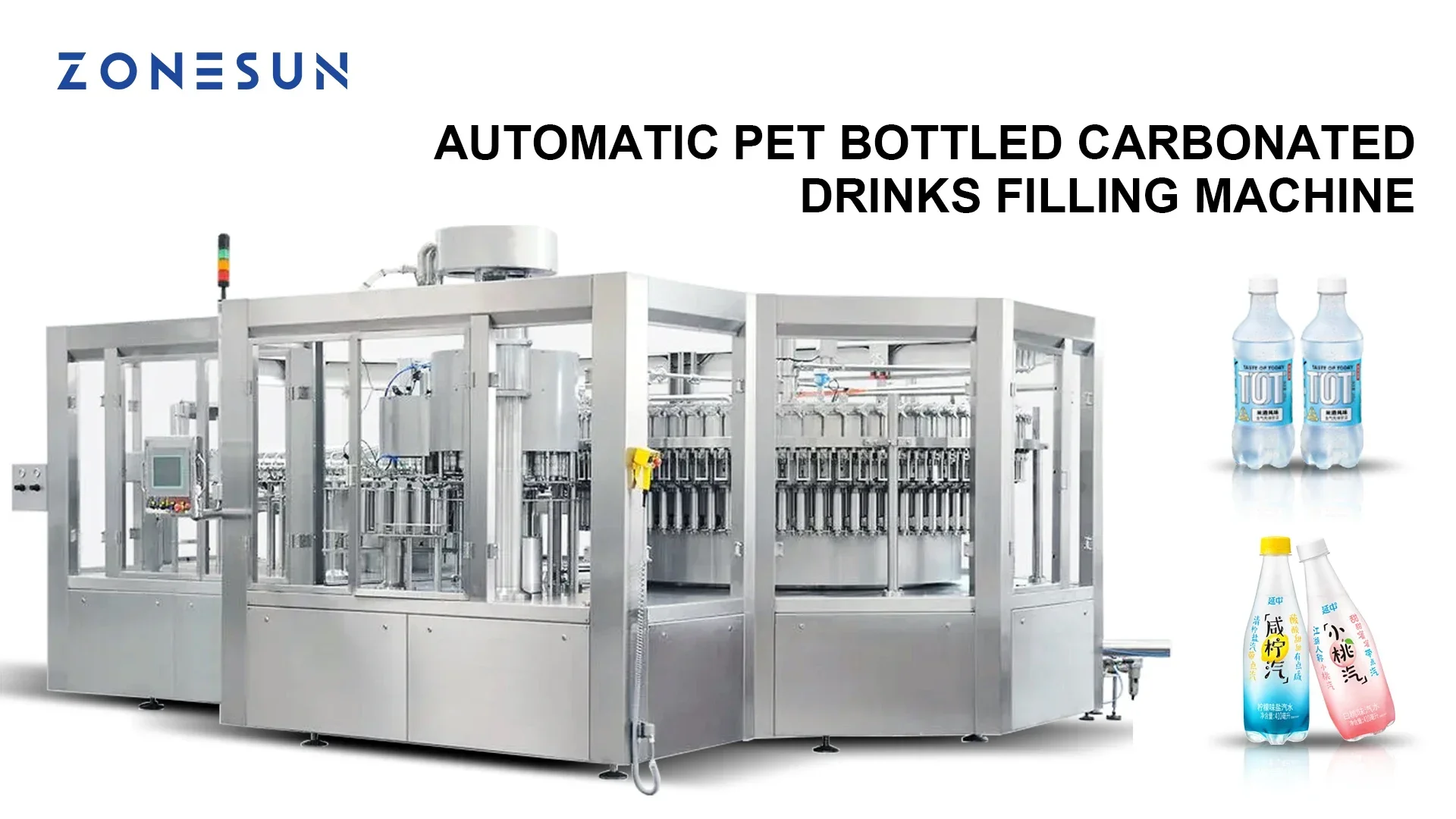 Zonesun ZS-AFMC 24000 bph totalmente automático garrafa pet máquina de enchimento de água gaseificada bebidas fabricação linha de produção em massa