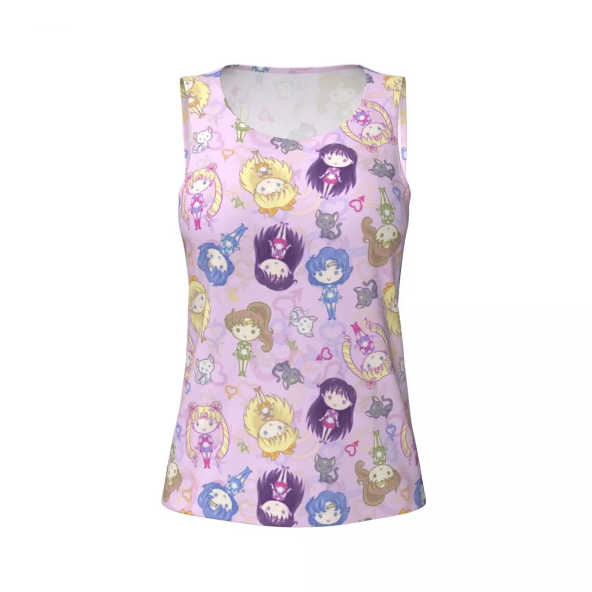 Custom Japanese Anime Moon Sailor Girl Workout Tank Tops Women Quick Dry Sleeveless Yoga Shirts