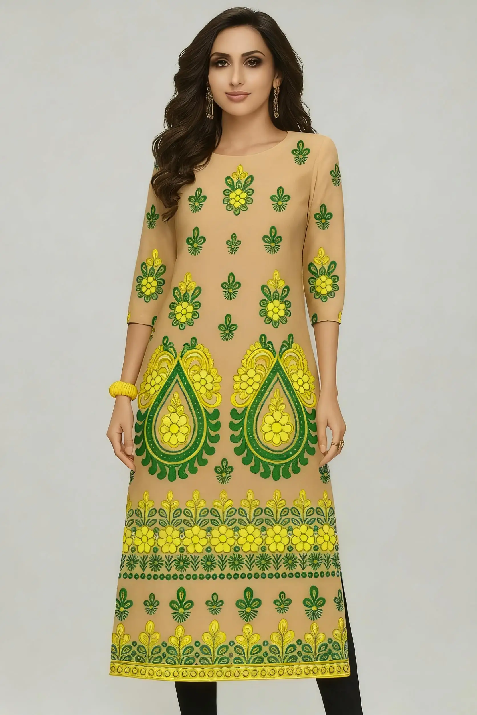 Muslim Dress Kurt Women Fashionable And Elegant National Style Slit Hem Straight Tube Casual Abito Donna Musulmana Turkish Abaya