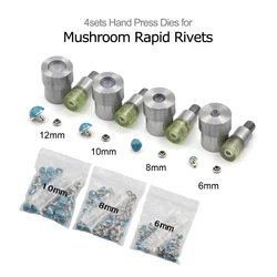KALASO 4Sets Resin Dome Mushroom Rivet Dies Mould Tool for Hand Press Machine DIY Craft Supplies Size 6 mm 8 mm 10 mm 12 mm