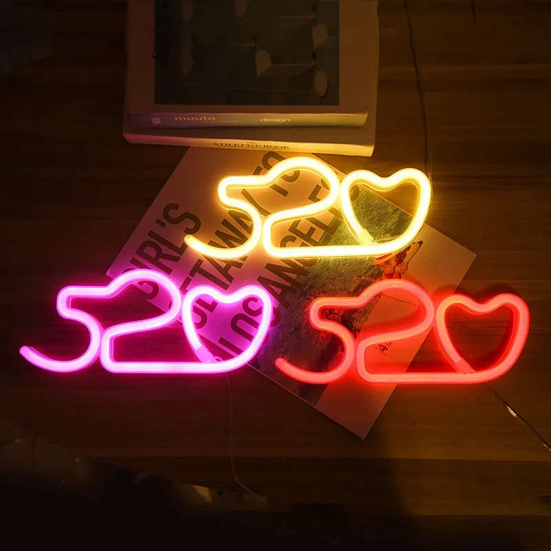 

520 светодиодный неоновый светильник Love с питанием от USB/батарейки, светодиодный светильник для украшения спальни, комнаты, подарок, ночник, украшение для вечеринки, праздника