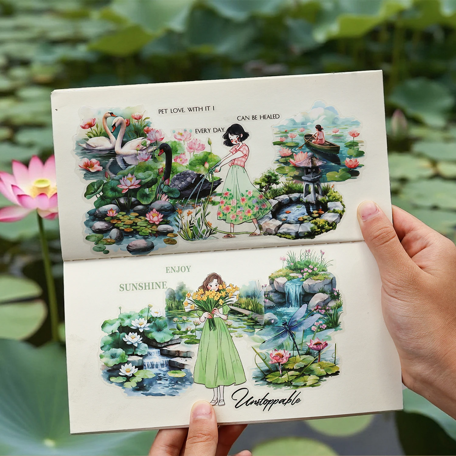 20pcs 크리 에이 티브 비주얼 3D 식물 풍경 애완 동물 스티커 콜라주 DIY 일기 스크랩북 플래너 핸드북 미적 수제 용품