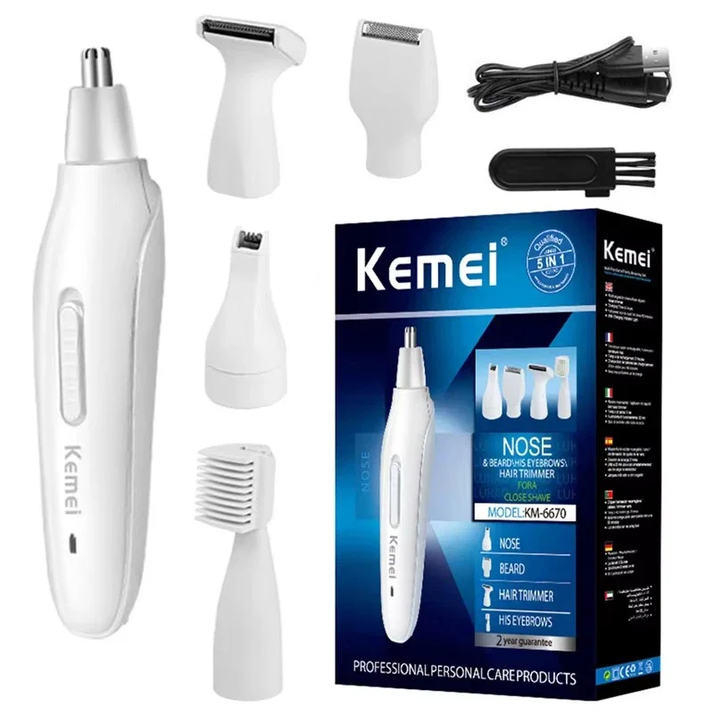 5in1 قابلة للشحن الأنف المتقلب أداة تهذيب اللحية للرجال الأذن الحاجب الشعر المتقلب لإزالة شعر الأنف والأذن ماكينة حلاقة أدوات للعناية الشخصية