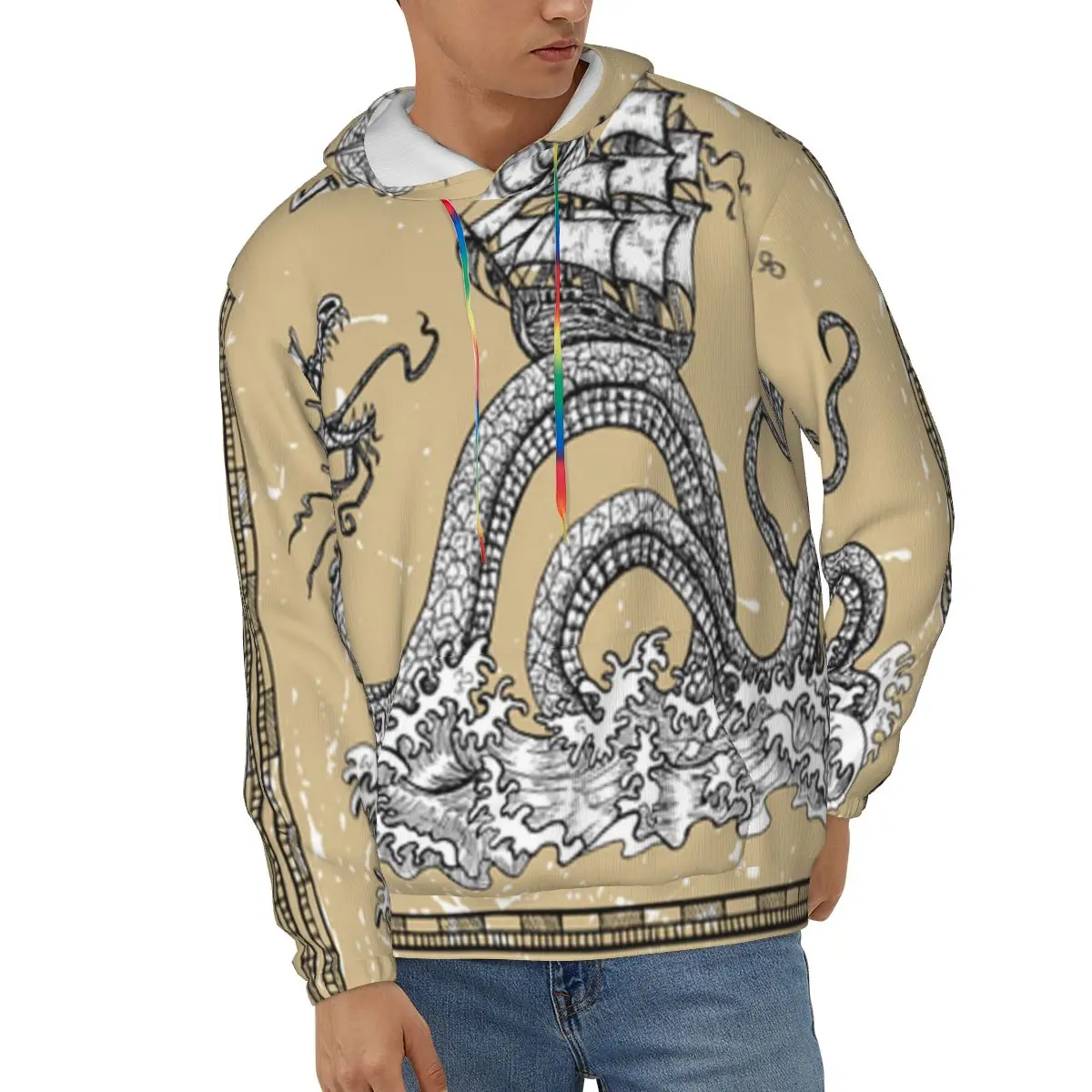 

Scary Dragon And Ship Mens Sweatshirt Long Sleeve Autumn Spring Casual Hoodies Top Boy Blouse