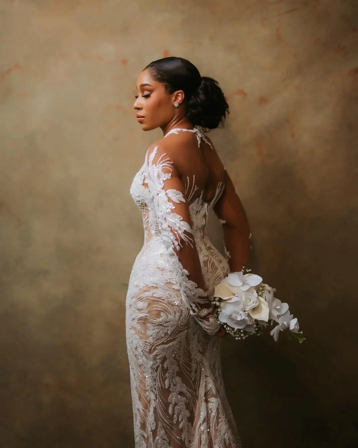 Customized Arabic Aso Ebi Plus Size Illusion Mermaid Ivory Wedding Dress Beaded Sequined Lace Bridal Gowns Dresses