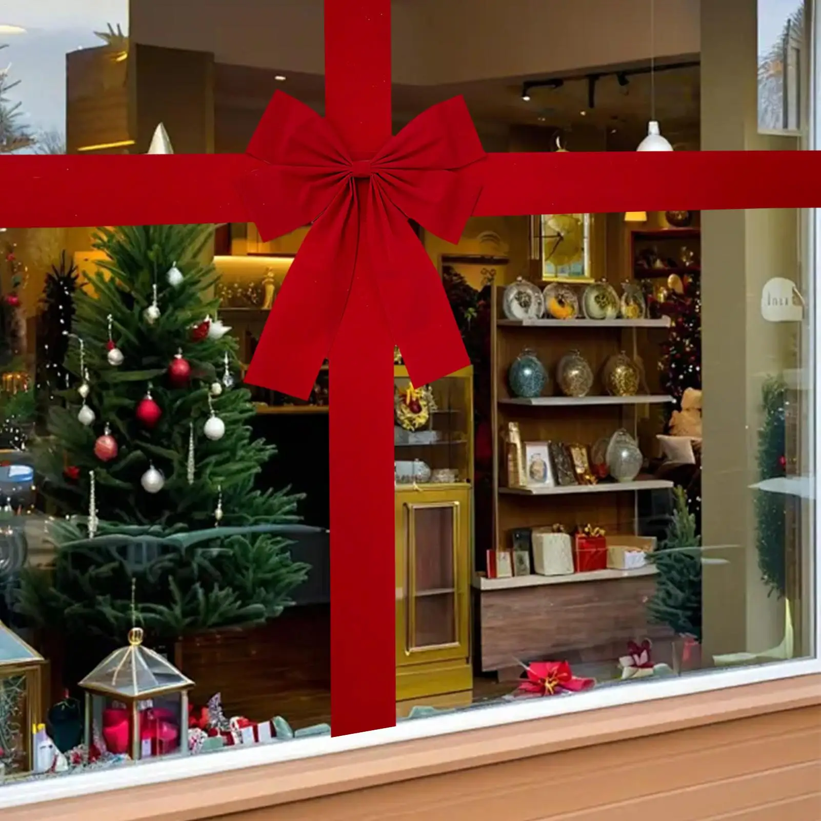 Big Ribbon Flocked Bow Christmas Red Redbow Front Door Decor Hanging Front Door Red Bows For Home Wall Wreath Xmas Tree Ornament