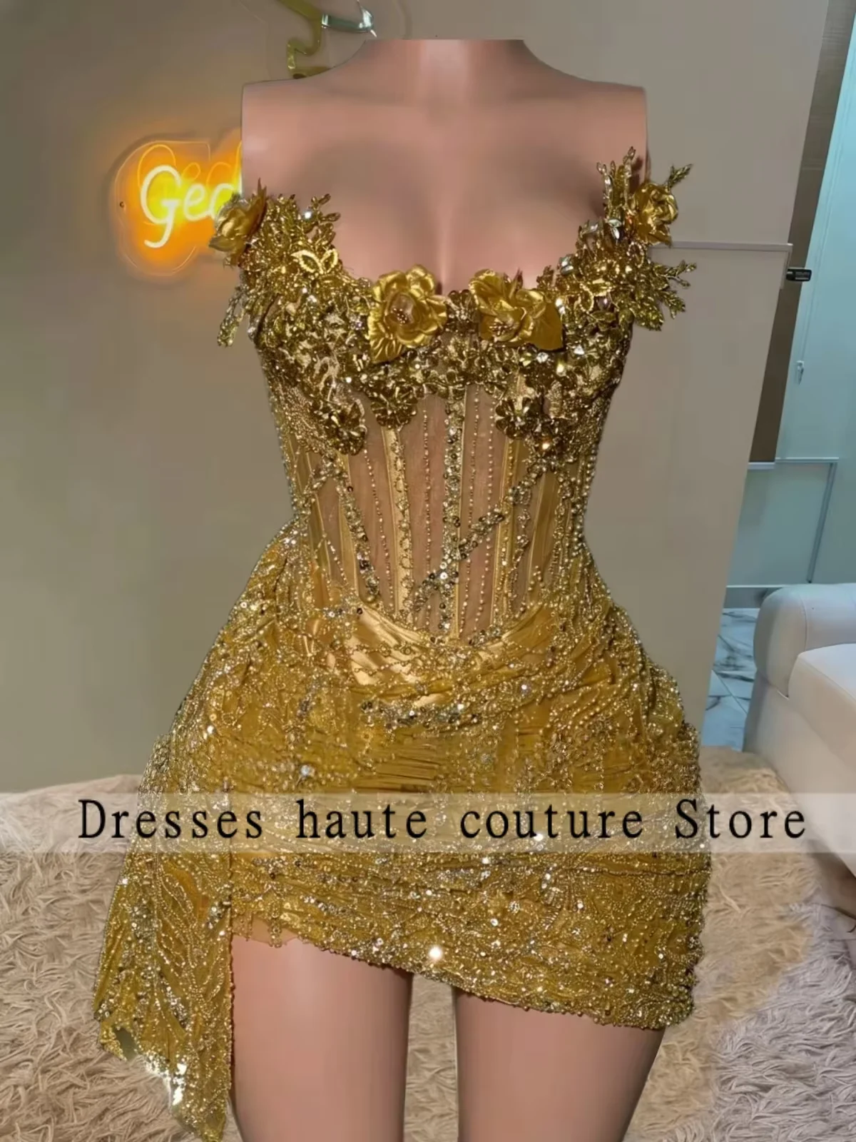 Red Mini Party Dress 2026 Luxury Rhinestones Sleeveless Short Prom Gowns Birthday Dress For Woman 2026 Customized view 2