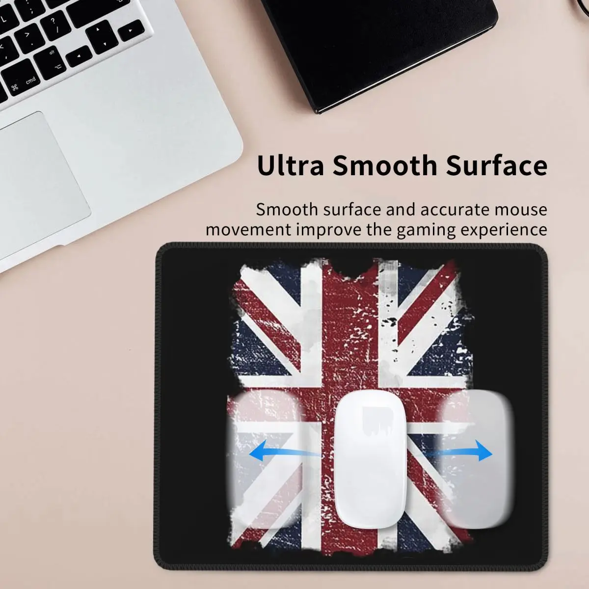 

Потертый британский флаг Черный Серый Юнион Джек Маска для лица Великобритания Коврик для мыши Компьютерная клавиатура Коврик для мыши Игровой ПК Ноутбук Настольный коврик