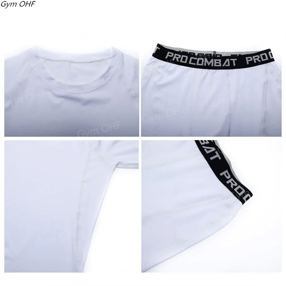 New Men's Short Sleeved T-shirt Compressed Quick Drying Breathable Training Tees Fitness Jujitsu Rashguard Top Gym Sport Shirts