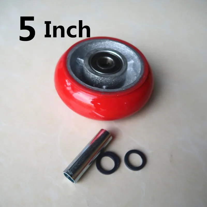 1 Pcs Packing 5 Inch Polyurethane Pu Single Wheel Iron Core Circular Arc Piece Red Flatbed Driver Cart