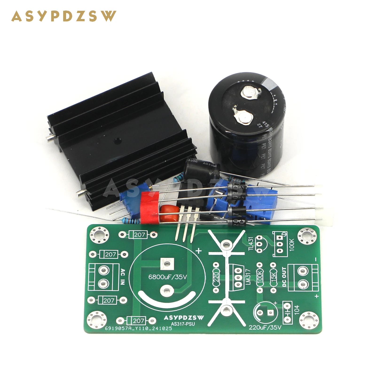 ASYPDZSW AS317 MINI LM317+TL431 high precision linear regulated power supply DIY Kit/Finished board 3.3--25V Adjustable