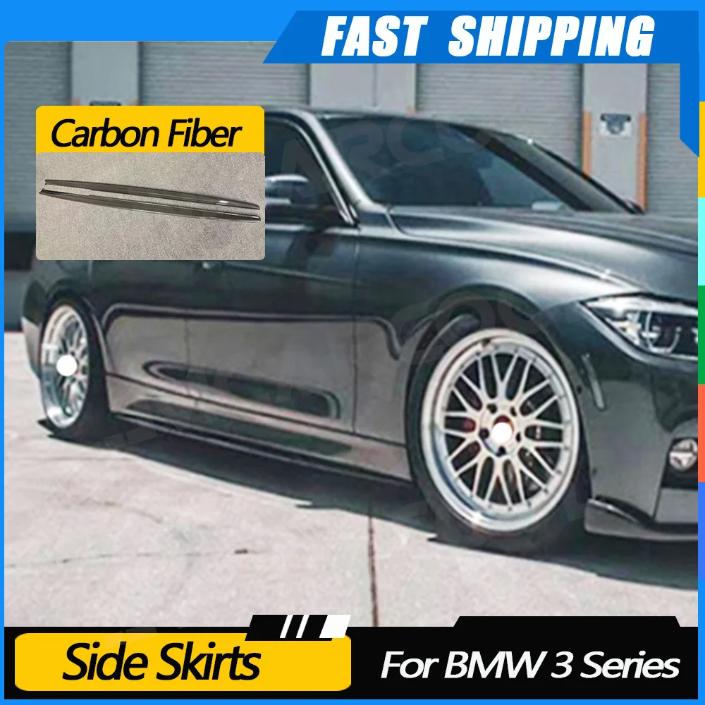 

JMCARCOOL Carbon Fiber Side Skirt Lip Spoiler Extension Diffuser Guard Side Skirt Cover Protector For BMW 3 Series F30 2012-2018