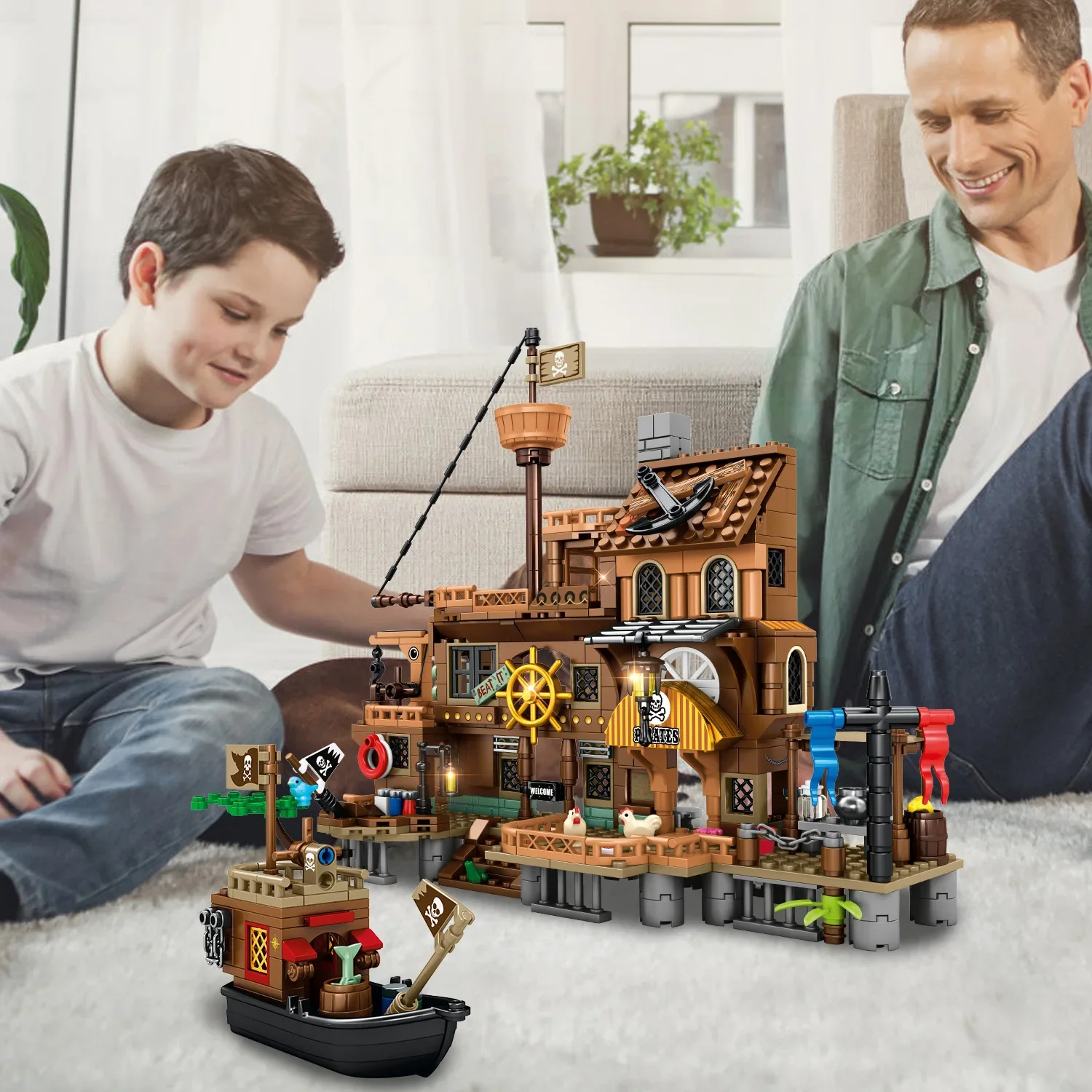 Ideas Piratenschiff-Modellbausteine-Set, Halloween- und Weihnachtsgeschenke, Kinderspielzeug, kompatibel mit Lego-Teilen, 573 Stück – Detail 1