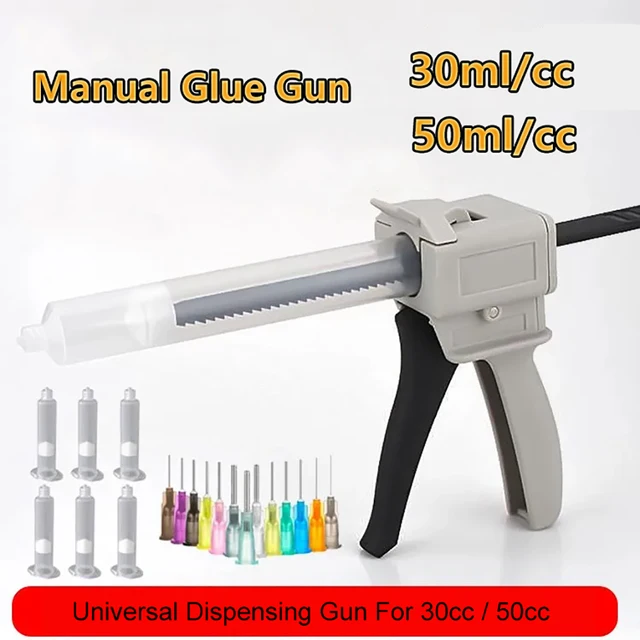 Pistolet do dozowania kleju KUAIQU 14G-34G, uniwersalny dozownik kleju, strzykawka do dozowania 30CC 50CC, igły do strzykawek do majsterkowania i narzędzi ręcznych.