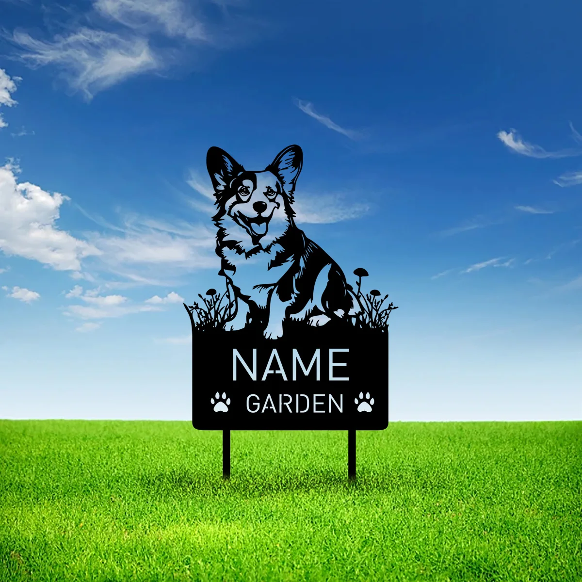 Custom Cardigan Welsh Corgi Dog Metal Memorial Garden Stake Personalized Pet Grave Marker Name Sign Remembrance Stake Decor