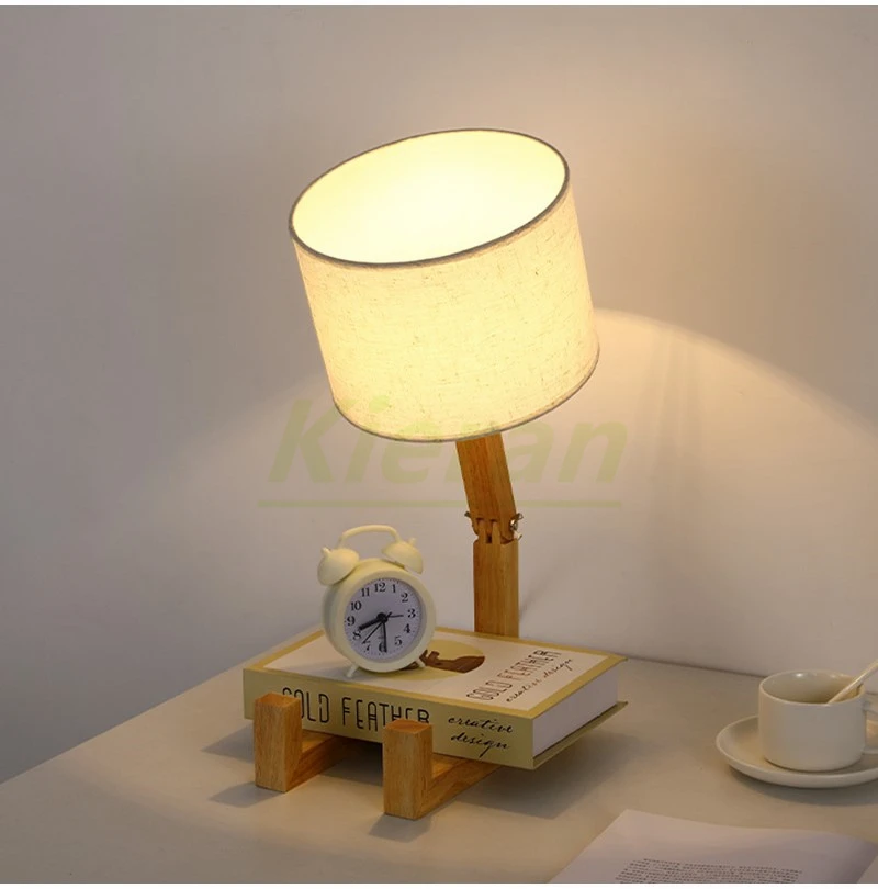 Nordic Modern Solid Wood Doll Led Table Lamps Bedroom Study Bedside Desk Lights Living Room Decorative Wooden People Floor Lamps