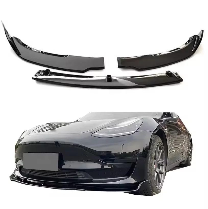 High Quality New product abs front lip Matte black front lower lip splitter fits for tesla model 3 2019-2023