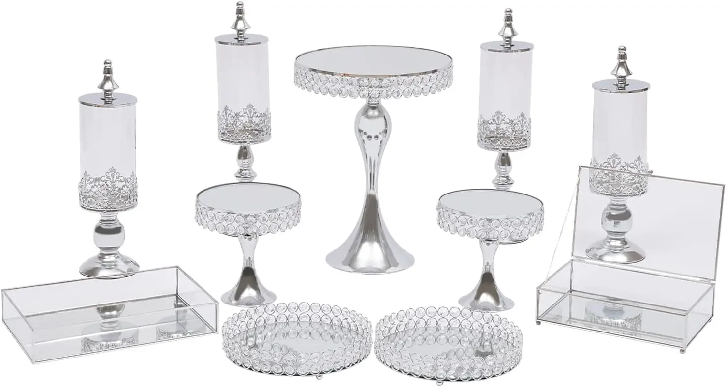 

Набор подставок для торта, металлический держатель для кексов, поднос для торта, кристалл с акриловым зеркалом, демонстрационная тарелка для десерта, декор, сервировочное блюдо