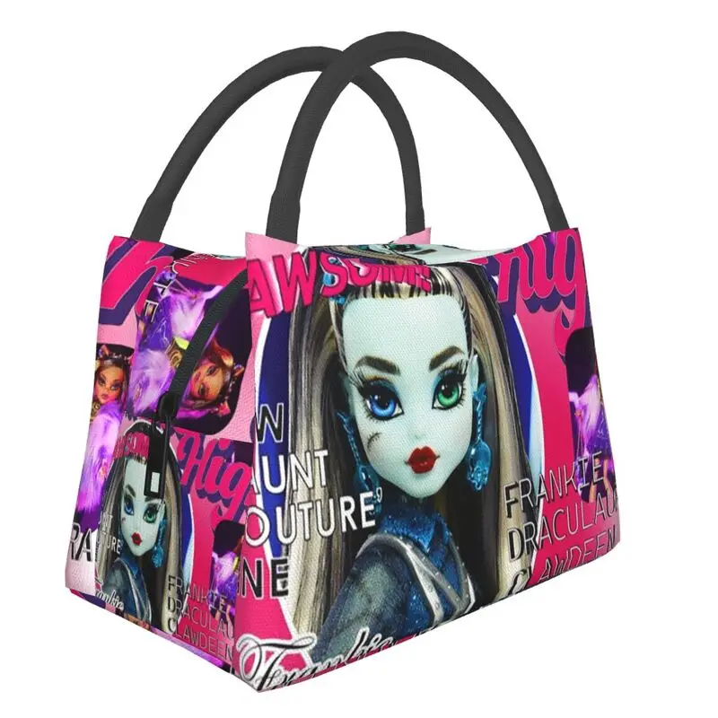 Custom Draculaura Monster High Magazine Lunch Bags Men Women Thermal Cooler Insulated Lunch Box for Work Pinic or Travel