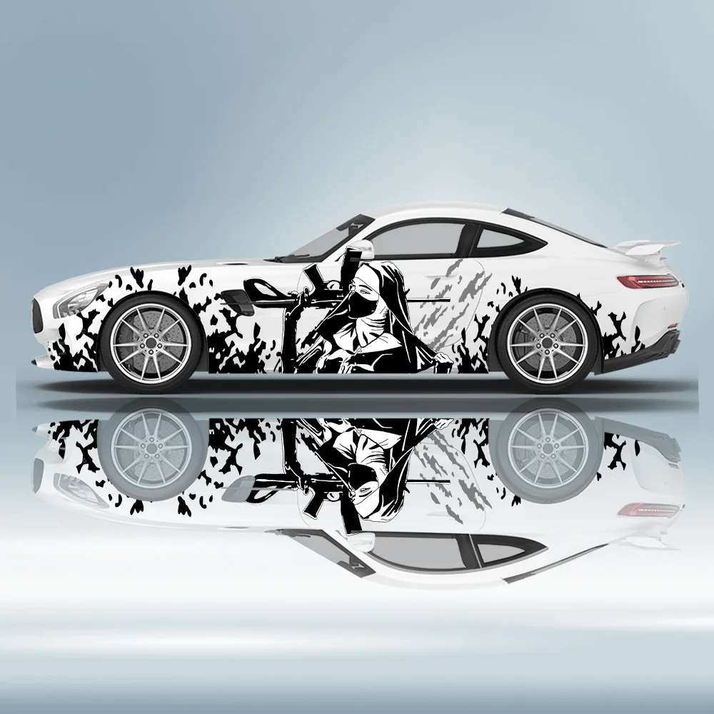 

Черная монахиня с цветами, шестигранная автомобильная виниловая наклейка, самоклеящаяся наклейка из ПВХ, подходит для грузовиков, внедорожников, декор, автоаксессуары, подарок