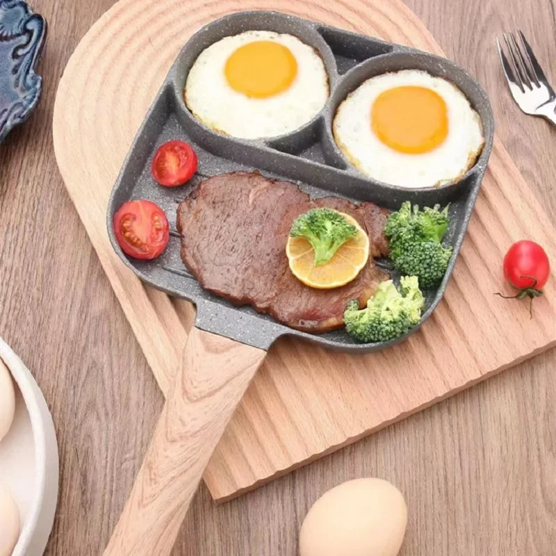 

Black Thickened Non-Stick Frying Pot Kitchen Omelet Egg Poacher Pancake Crepe Steak Cooking, Ham Breakfast Maker 2 3 4 Holes