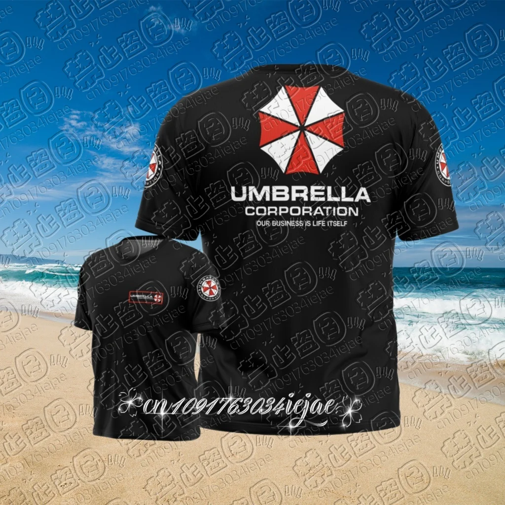 تي شيرت شركة Resident Evil Umbrella Corporation - شعار أسود مميز وشعار ثلاثي الأبعاد مطبوع مثالي لمحبي الألعاب #1