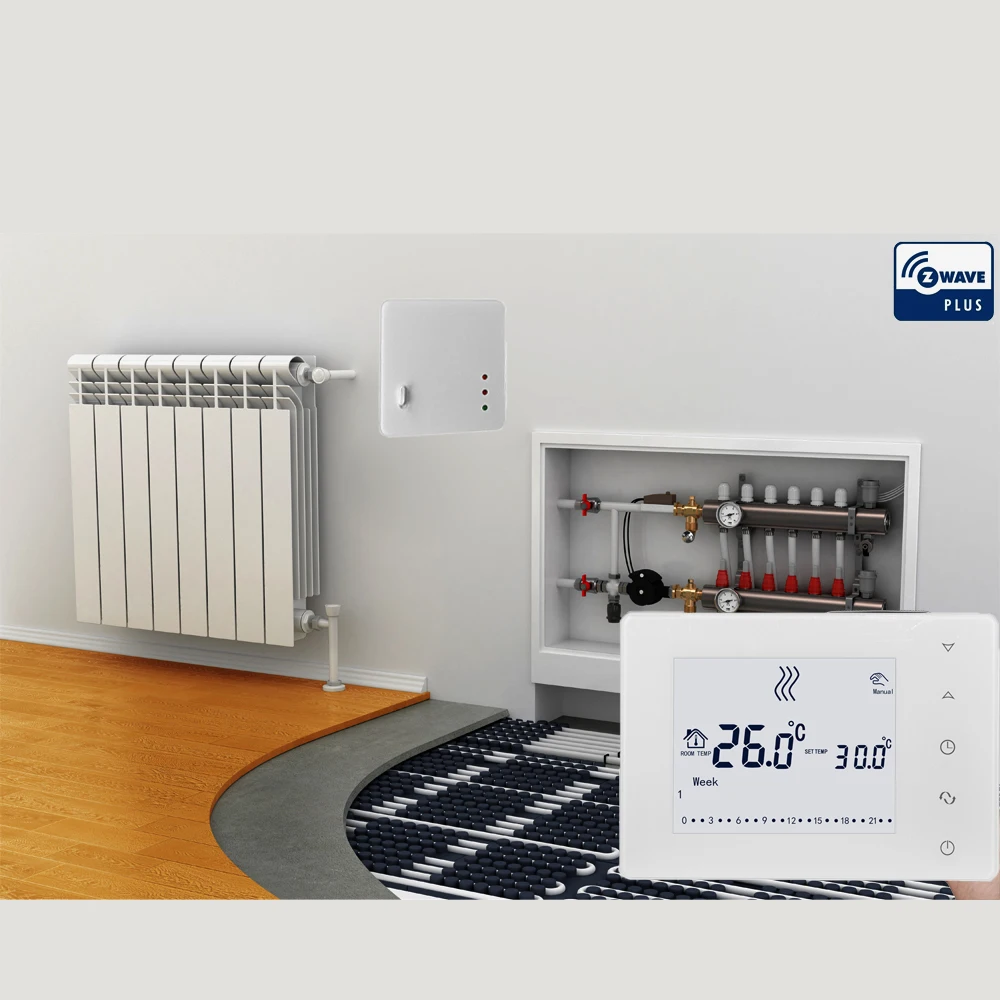 Programmable Touch Screen Wireless Thermostat  for Room Heating with Gas Boiler and Receiver