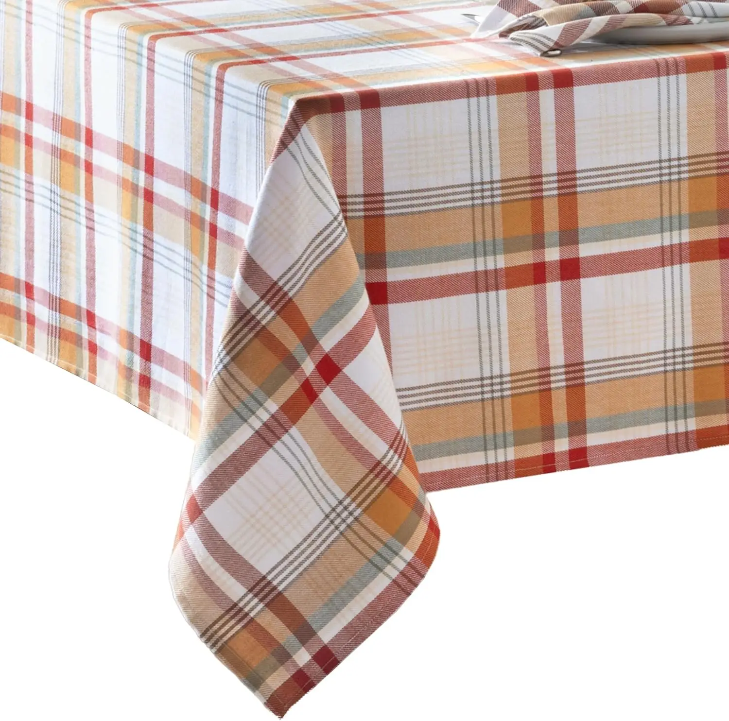 

Home Fashions Seneca Plaid Fall/Harvest/Thanksgiving Cotton Rectangle Tablecloth, 60"x84"