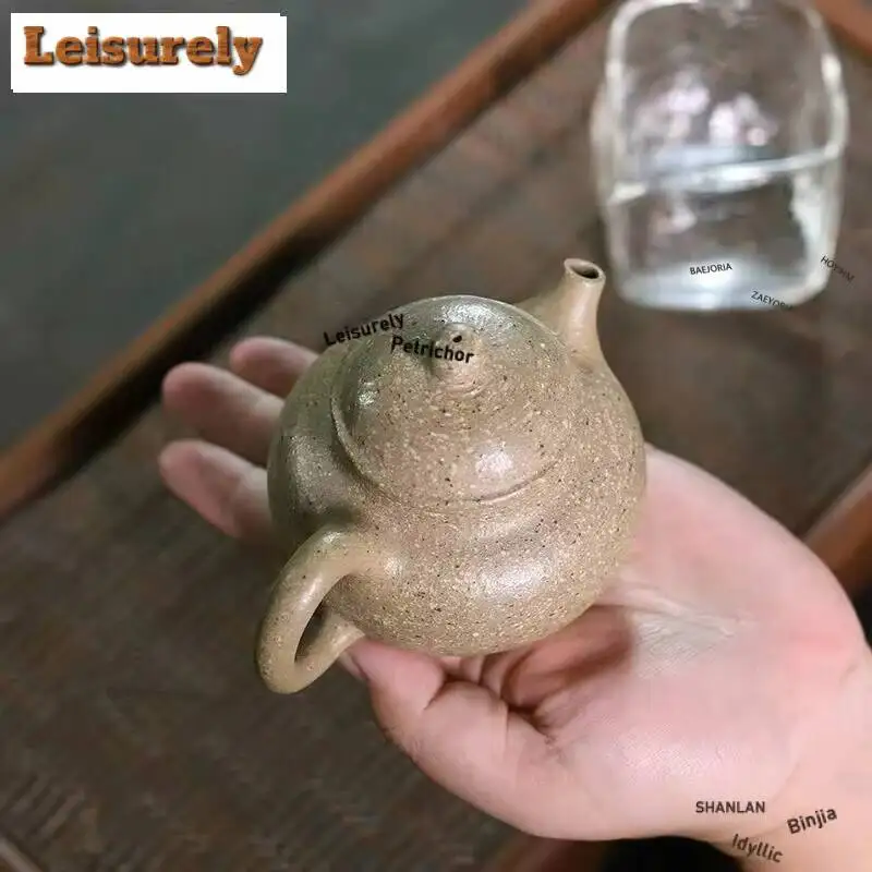 200ml Yixing Purple Clay Teapots Handmade Open Sky Pot Raw Ore Coarse Sand 16 Mesh Section Mud Tea Soaking Kettle Zisha Set Gift