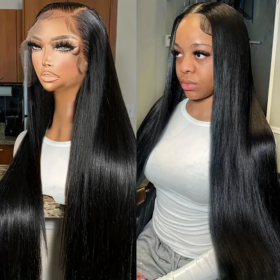 28 بوصة 13x6 الدانتيل إغلاق الجبهة الباروكة قبل قطعها 13x4 قبل قطعها مع شعر الطفل للنساء الطبيعي الأسود 250% الكثافة الجسم موجة