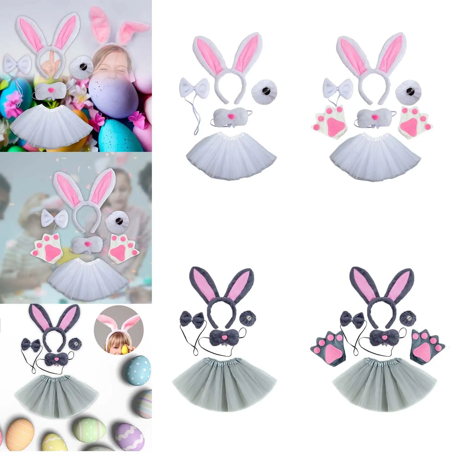 

Bunny Costume Set Cosplay Photo Props Cute Hair Band Props for Halloween New Year Stage Shows Animal Themed Parties Festival