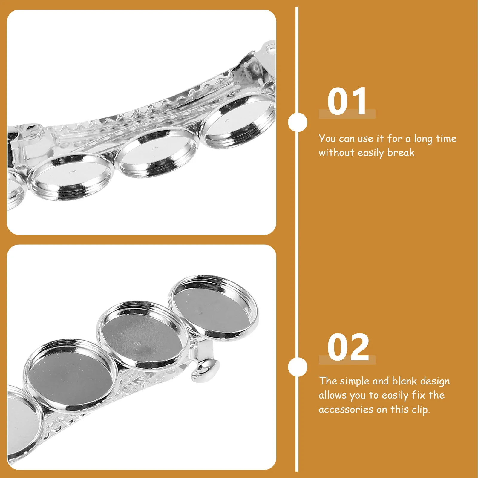 5Pcs Round Copper Hair Clip Blank Tray Jewelry Bezel Base DIY Hair Clip Accessories for Craft Making and Gemstones