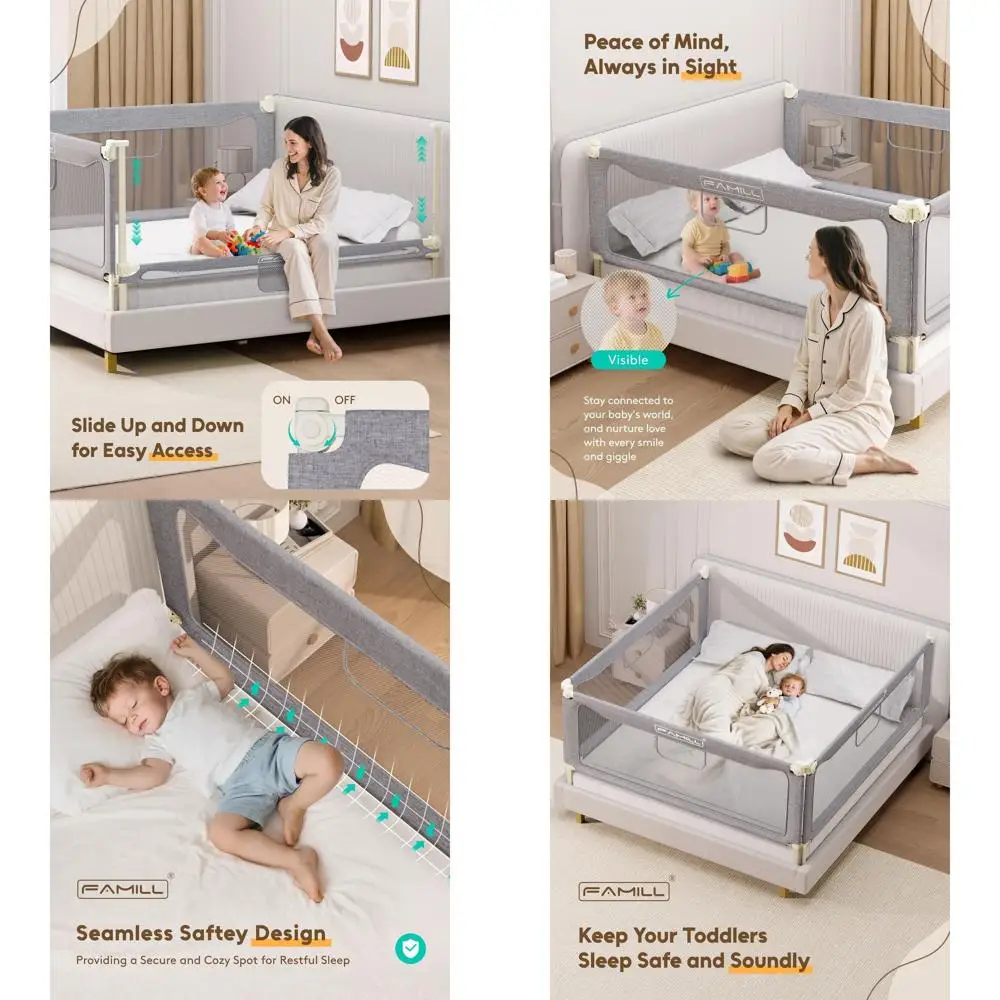 

Серый складной поручень для детской кроватки, подходит для Queen/King/Full/Twin, 74,8, 1 панель