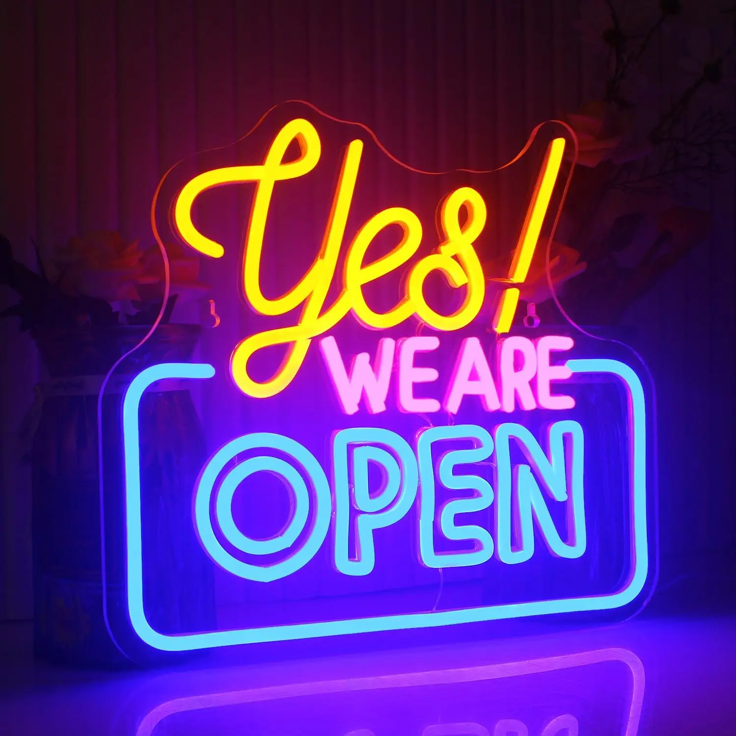 Neon Dimmable LED Light Sign, Placa de Publicidade Empresarial, Display Sign, Bar Shop Coffee Salon Hotel Store, Sim, estamos abertos