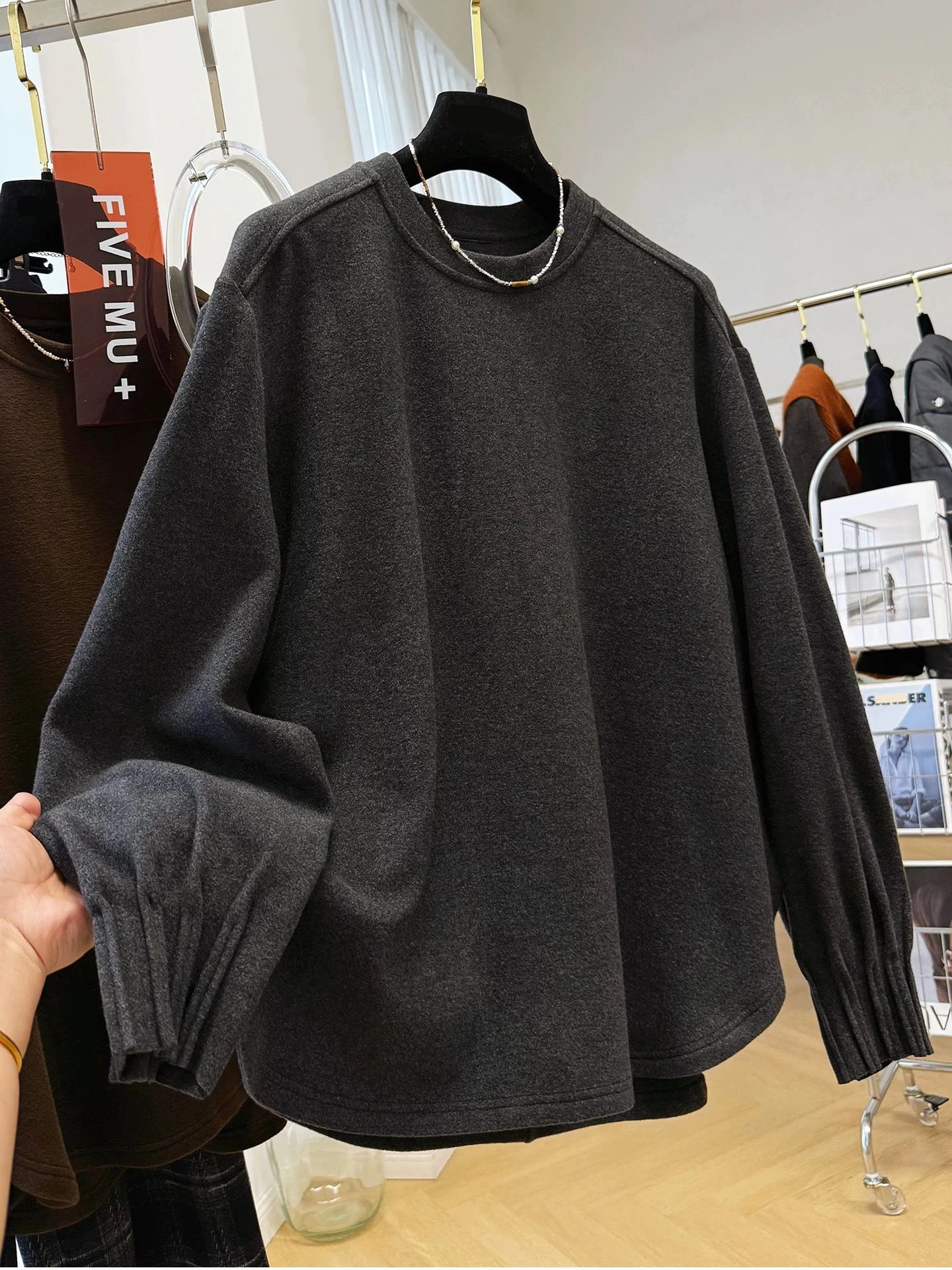 

Casual Sle Long Sve T-irt Loose Fit Bloom Sve Women's Men's Spring Autumn Trendy Brand Slimming Base Top